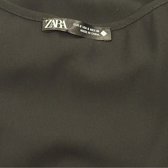 EUC Zara Semi Sheer Mini V-Neck Slip Dress in Black. Size Small - Picture 9 of 11